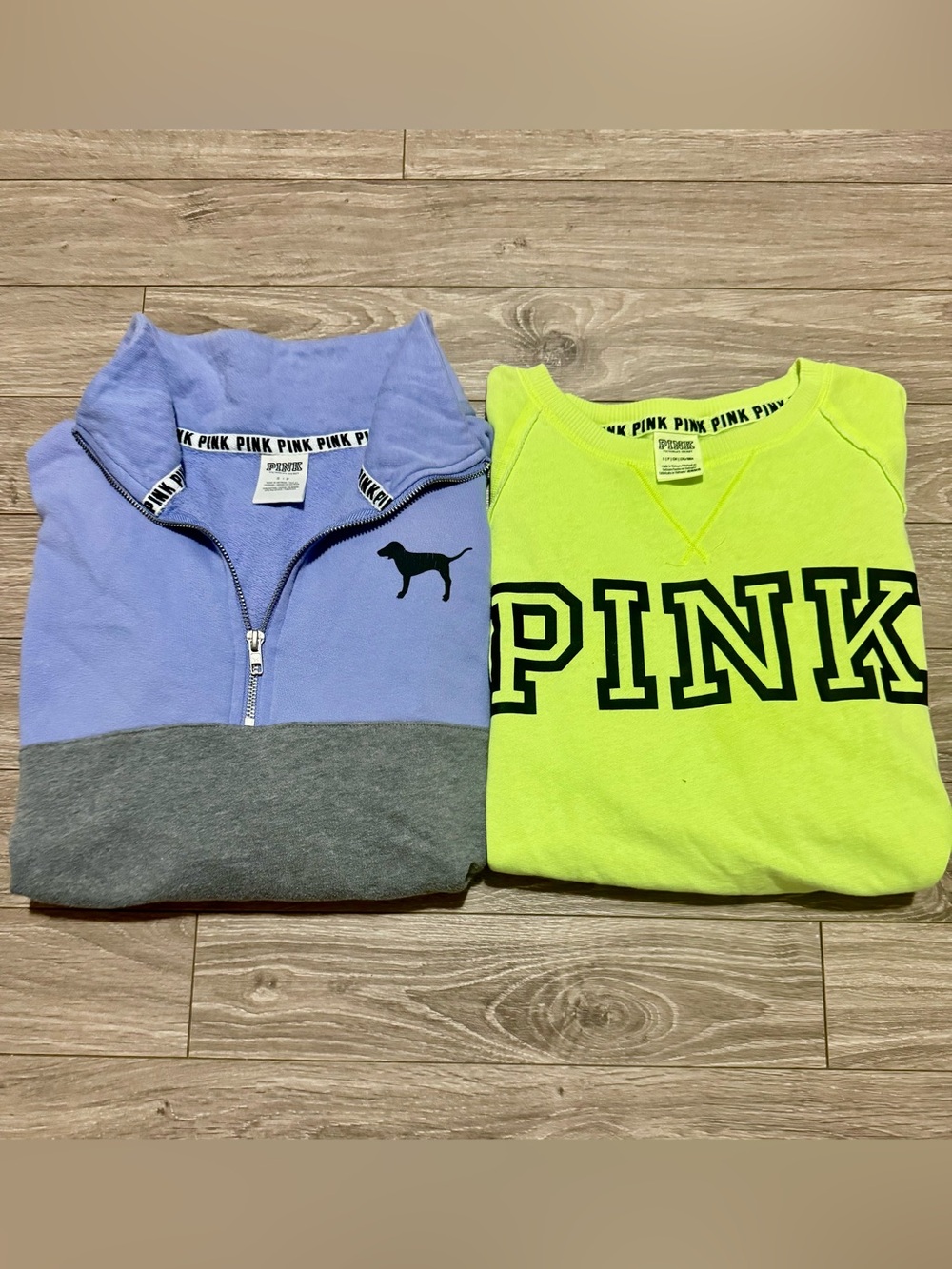 PINK Victoria's Secret Lavender & Neon Yellow Sweatshirt Duo